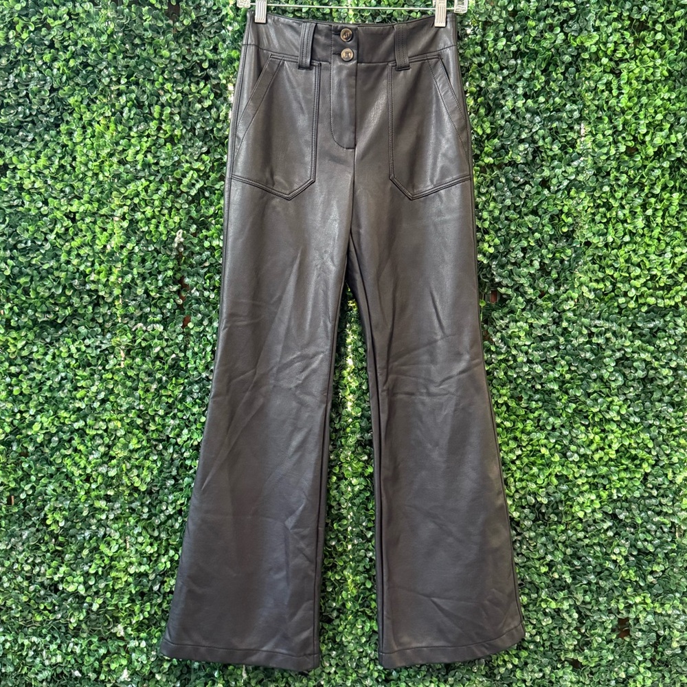 Maeve The Naomi Wide-Leg Flare Pants Faux Leather Edition